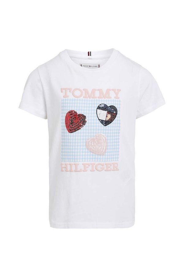 Tommy Hilfiger Otroška bombažna kratka majica Tommy Hilfiger bela barva