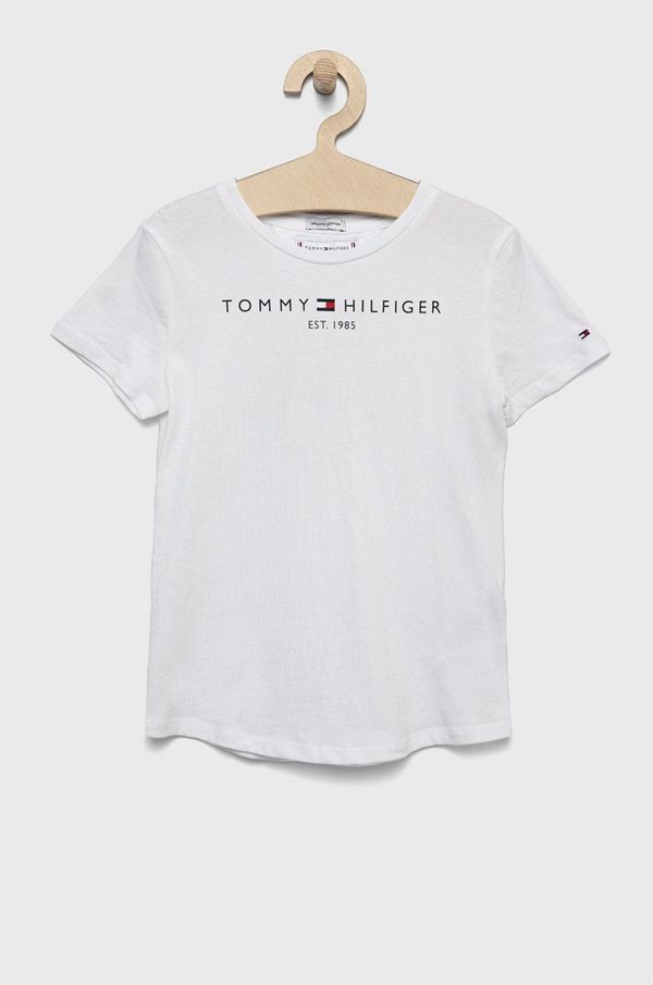 Tommy Hilfiger Otroška bombažna kratka majica Tommy Hilfiger bela barva