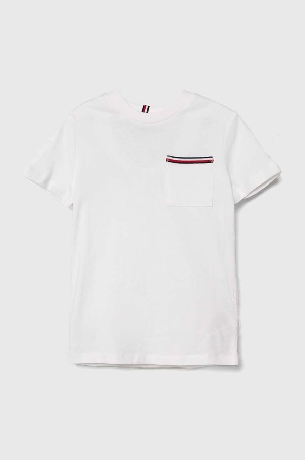 Tommy Hilfiger Otroška bombažna kratka majica Tommy Hilfiger bela barva
