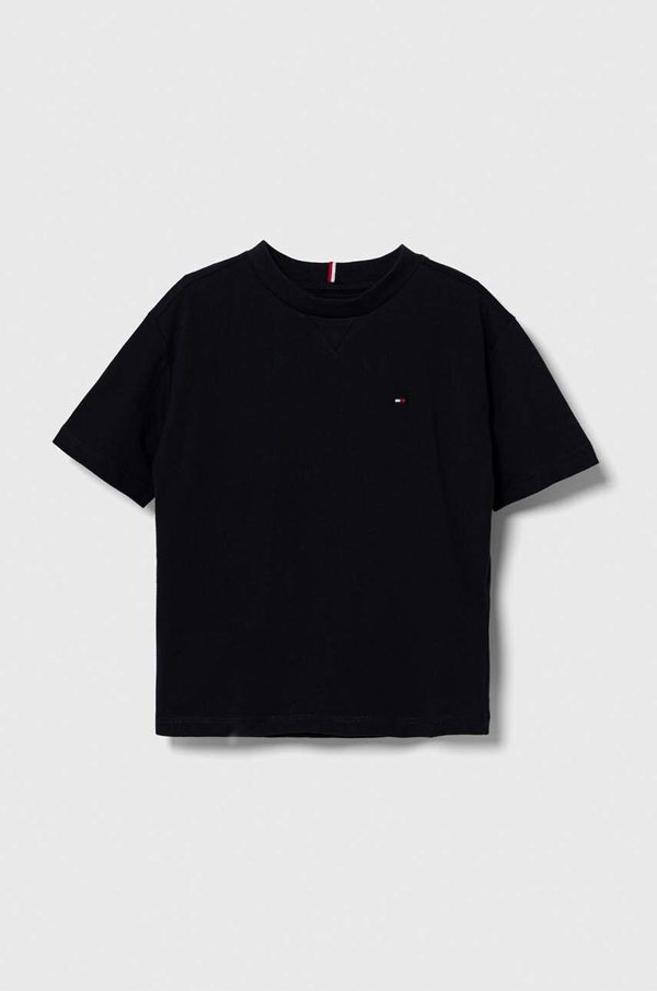 Tommy Hilfiger Otroška bombažna kratka majica Tommy Hilfiger črna barva