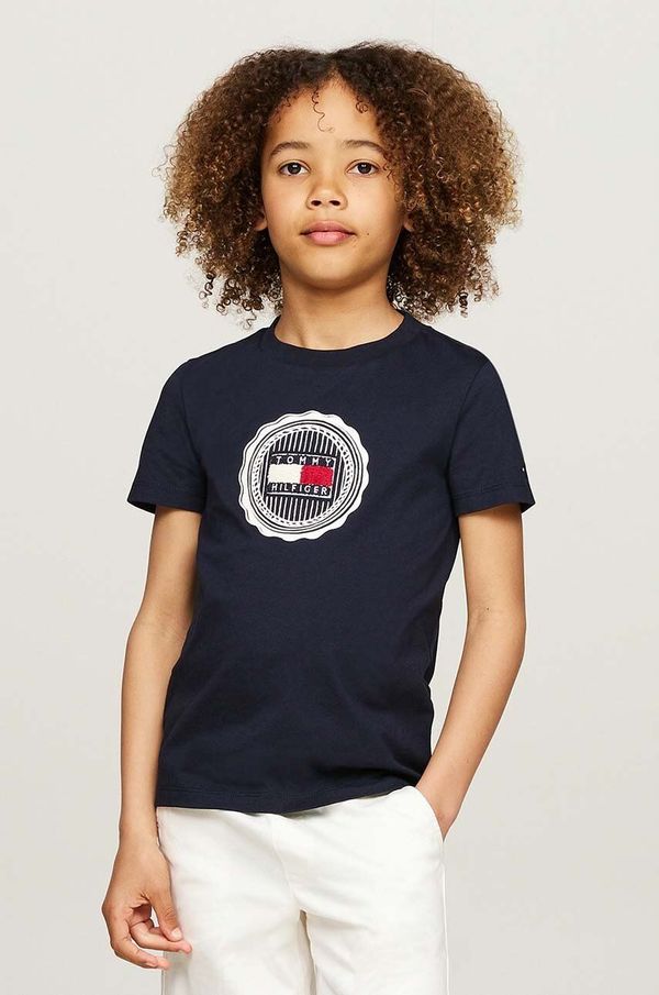 Tommy Hilfiger Otroška bombažna kratka majica Tommy Hilfiger mornarsko modra barva, KB0KB08662