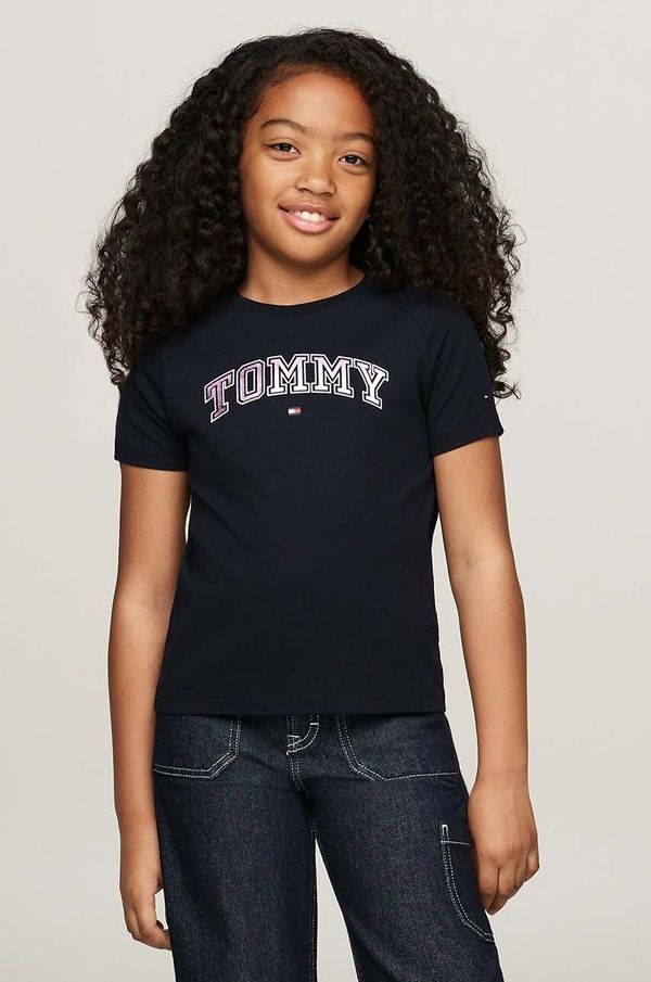 Tommy Hilfiger Otroška bombažna kratka majica Tommy Hilfiger mornarsko modra barva, KG0KG08064