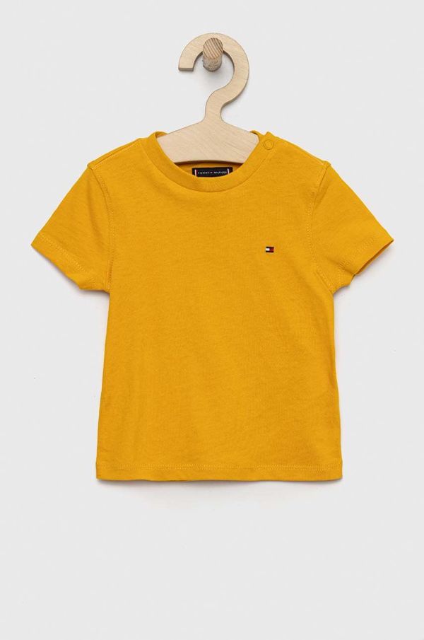 Tommy Hilfiger Otroška bombažna kratka majica Tommy Hilfiger oranžna barva