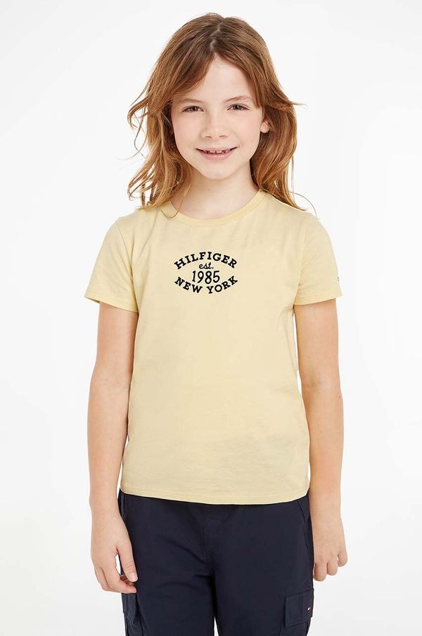 Tommy Hilfiger Otroška bombažna kratka majica Tommy Hilfiger oranžna barva, KG0KG08061