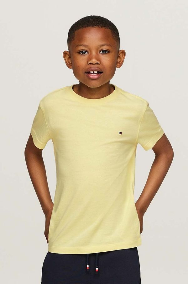 Tommy Hilfiger Otroška bombažna kratka majica Tommy Hilfiger rumena barva, KB0KB06879