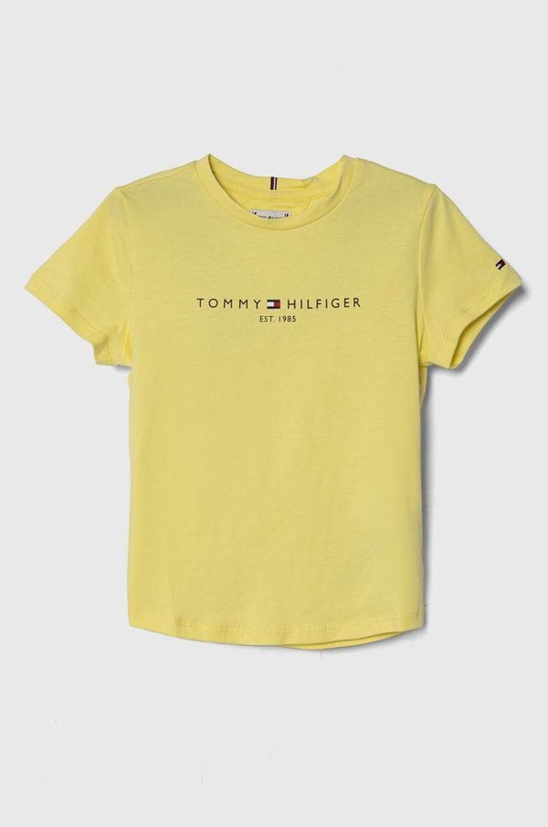 Tommy Hilfiger Otroška bombažna kratka majica Tommy Hilfiger rumena barva