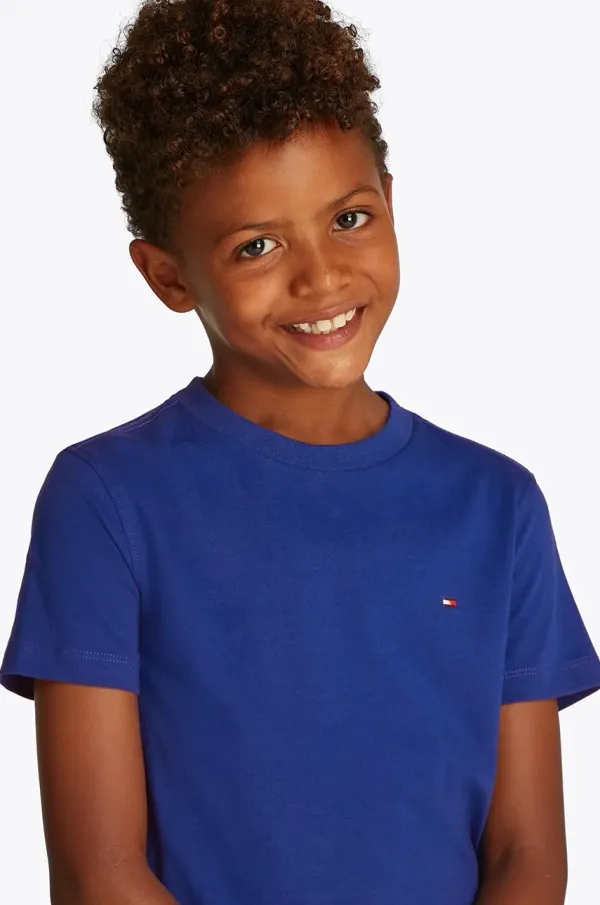 Tommy Hilfiger Otroška bombažna kratka majica Tommy Hilfiger vijolična barva, KB0KB06879