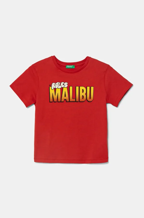 United Colors of Benetton Otroška bombažna kratka majica United Colors of Benetton bordo barva, 3I1XG10IJ