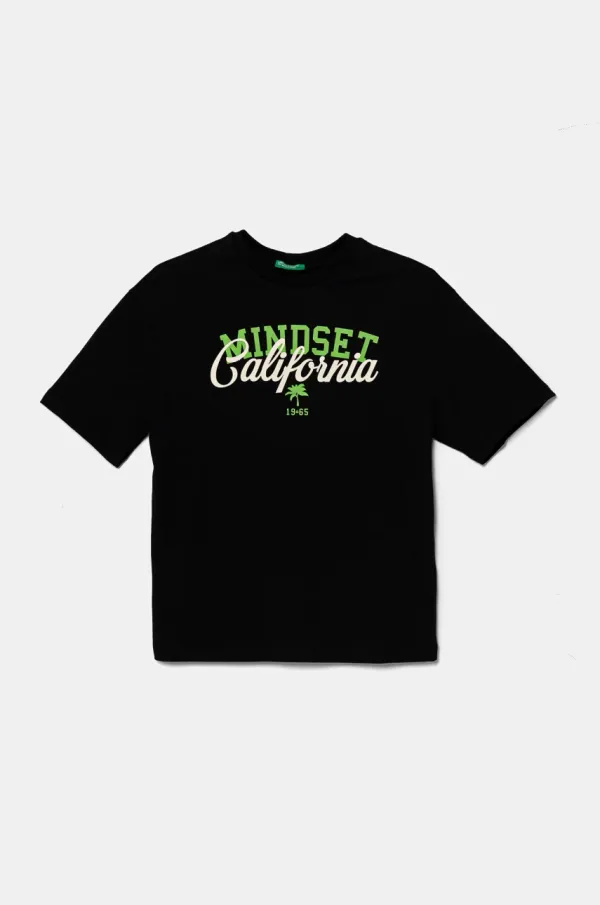 United Colors of Benetton Otroška bombažna kratka majica United Colors of Benetton črna barva, 3I1XC10O4