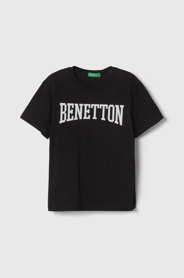 United Colors of Benetton Otroška bombažna kratka majica United Colors of Benetton črna barva