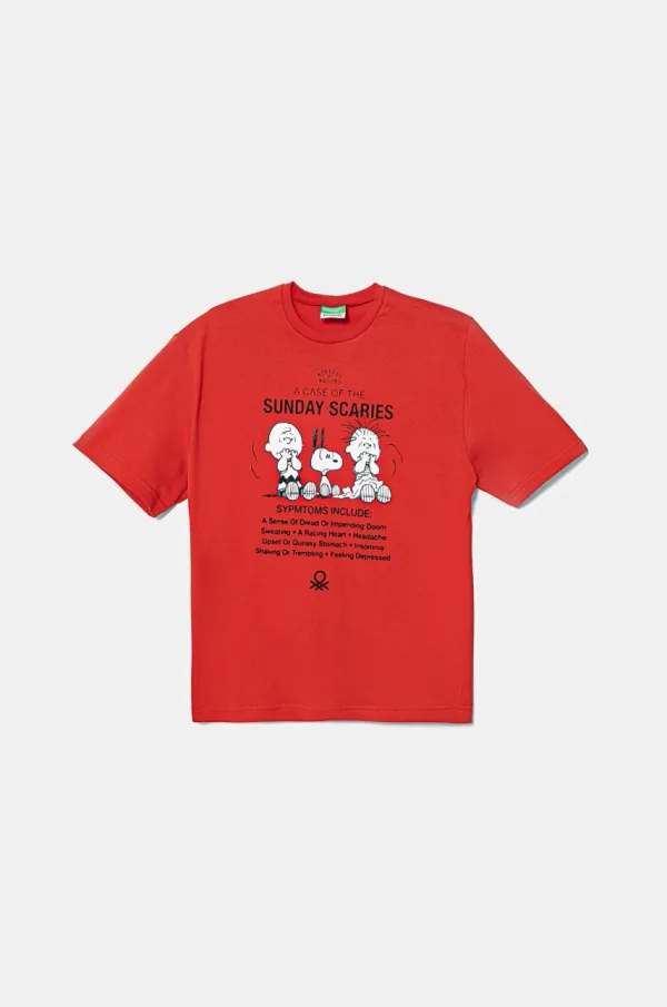 United Colors of Benetton Otroška bombažna kratka majica United Colors of Benetton rdeča barva, 3X1SC10NI