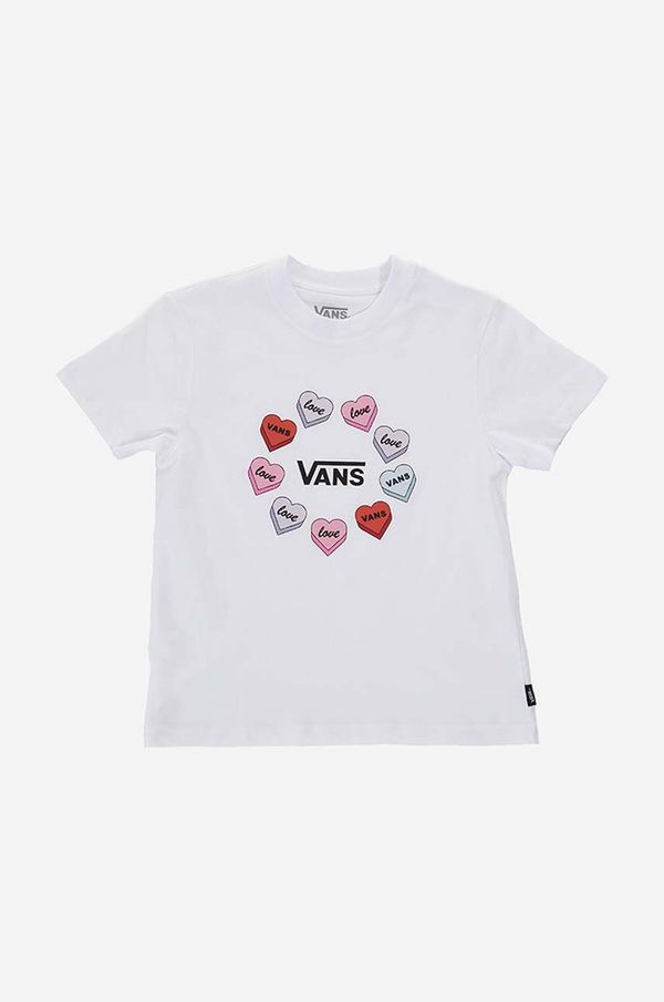 Vans Otroška bombažna kratka majica Vans Candy Hearts bela barva