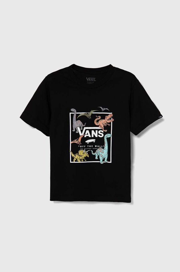 Vans Otroška bombažna kratka majica Vans Glow Dino črna barva, VN000JNYBLK1