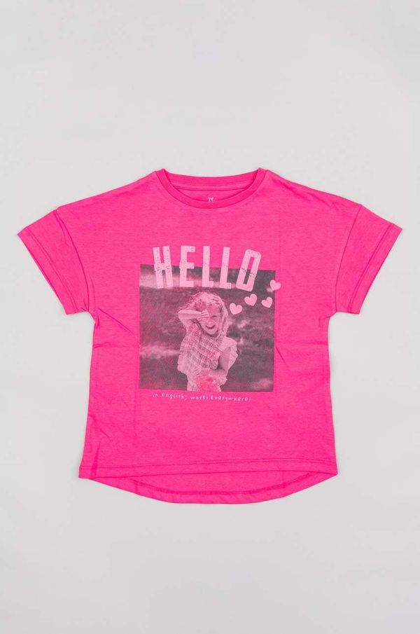 Zippy Otroška bombažna kratka majica zippy roza barva