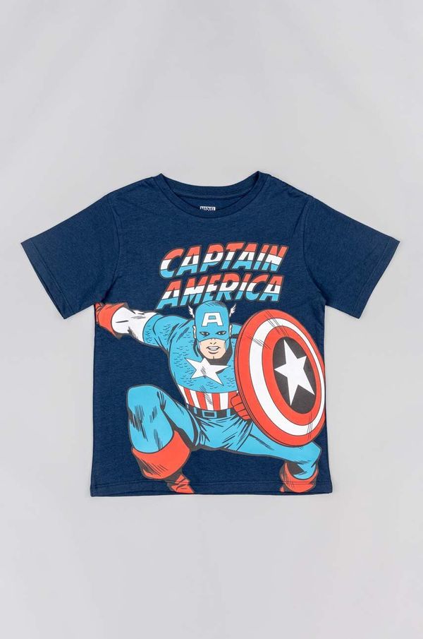Zippy Otroška bombažna kratka majica zippy x Marvel mornarsko modra barva