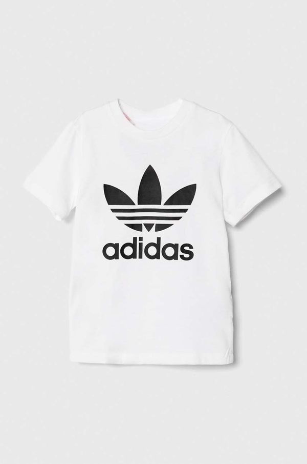 adidas Originals Otroška bombažna majica adidas Originals TREFOIL TEE bela barva, JE0520