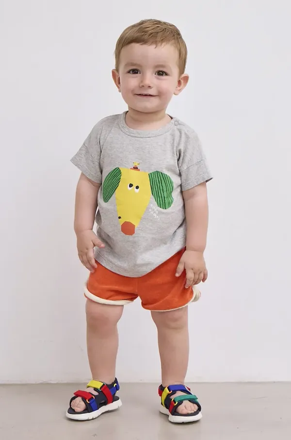 Bobo Choses Otroška bombažna majica Bobo Choses Happy Dog siva barva, 125AB009