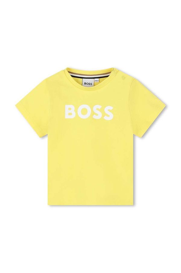 Boss Otroška bombažna majica BOSS zelena barva