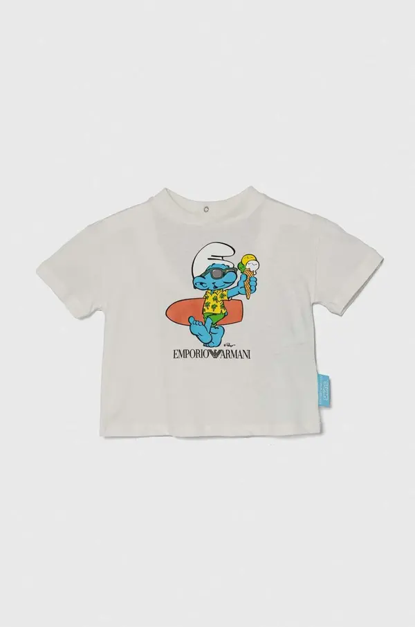Emporio Armani Otroška bombažna majica Emporio Armani x The Smurfs