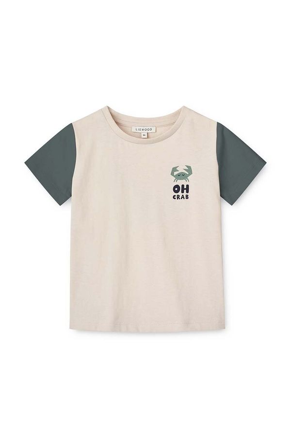 Liewood Otroška bombažna majica Liewood Apia Baby Placement Shortsleeve T-shirt turkizna barva