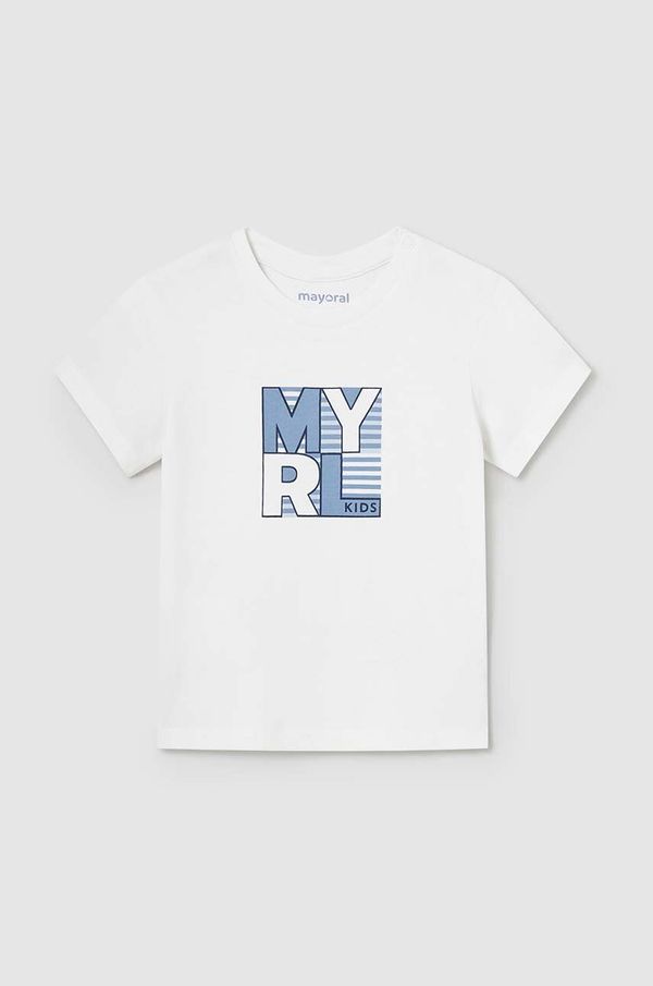 Mayoral Otroška bombažna majica Mayoral bela barva