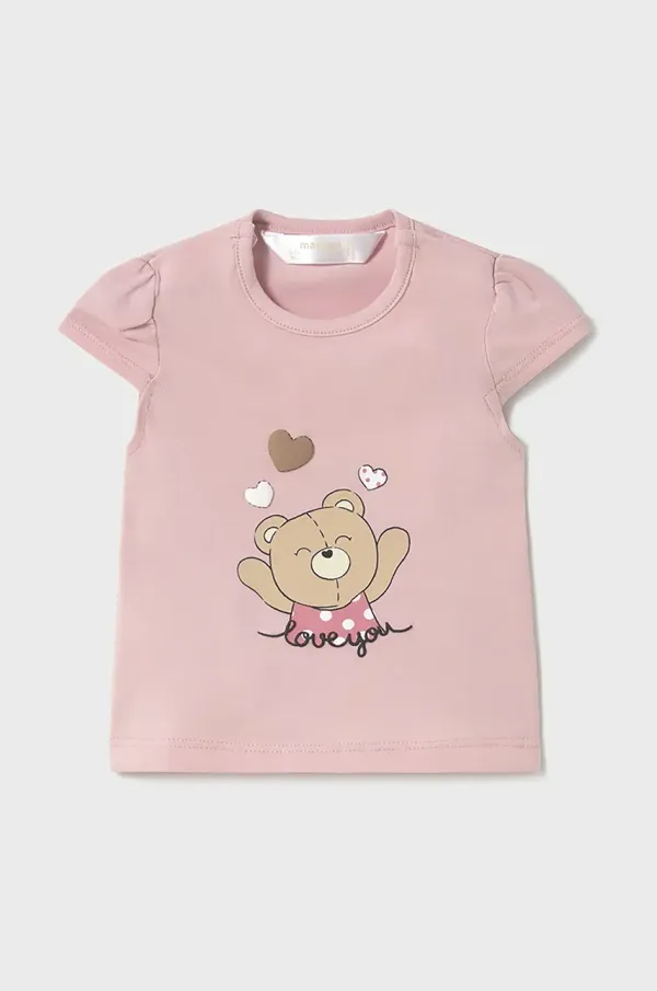 Mayoral Newborn Otroška bombažna majica Mayoral Newborn roza barva, 1070