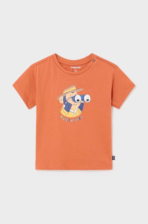 Mayoral Otroška bombažna majica Mayoral oranžna barva