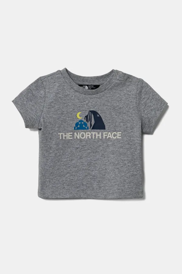 The North Face Otroška bombažna majica The North Face BABY GRAPHIC S/S TEE siva barva, NF0A8AXDDYX1
