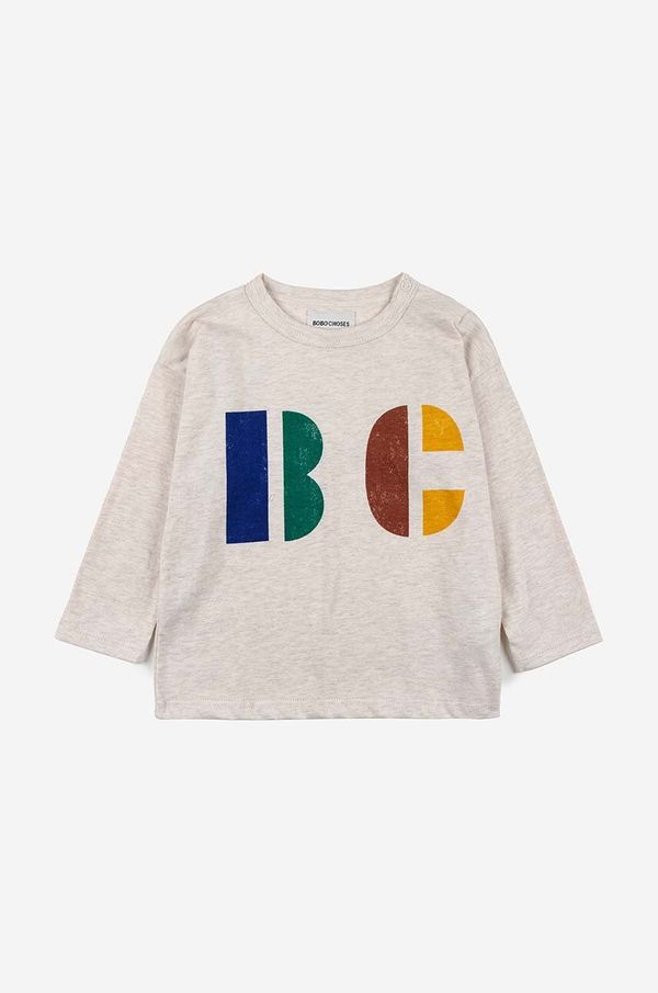 Bobo Choses Otroška bombažna majica z dolgimi rokavi Bobo Choses bež barva