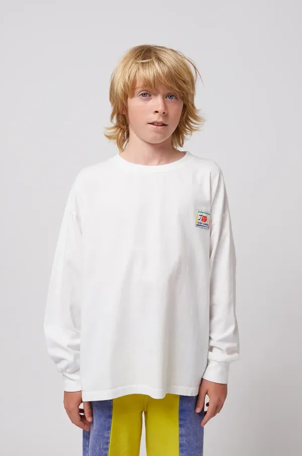 Bobo Choses Otroška bombažna majica z dolgimi rokavi Bobo Choses Hello Joy bela barva, 125AC001