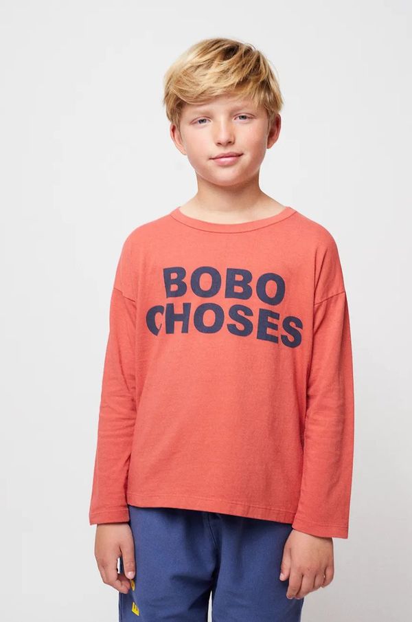 Bobo Choses Otroška bombažna majica z dolgimi rokavi Bobo Choses oranžna barva, 324EC010