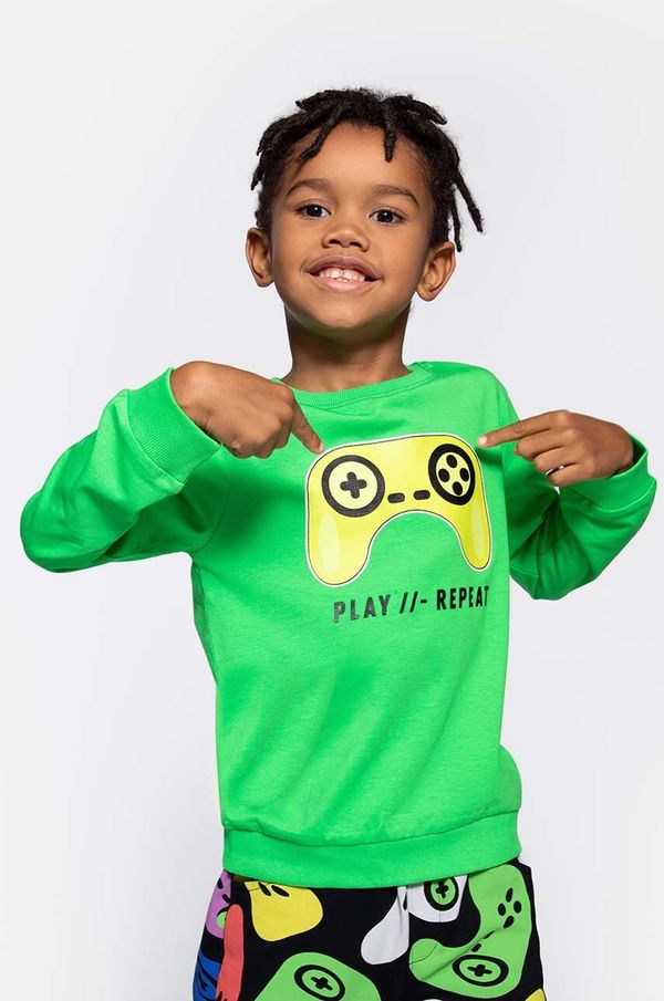 Coccodrillo Otroška bombažna majica z dolgimi rokavi Coccodrillo zelena barva