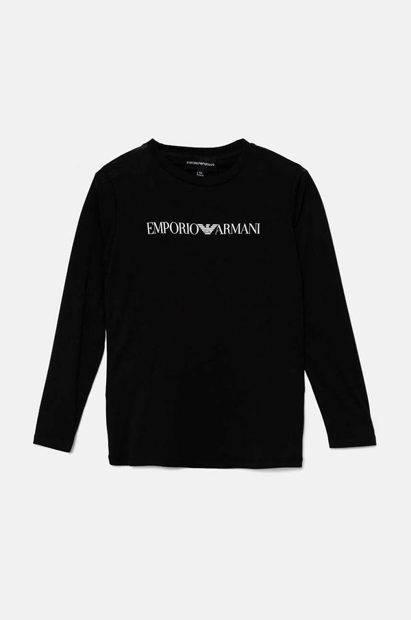 Emporio Armani Otroška bombažna majica z dolgimi rokavi Emporio Armani črna barva, 8N4TN6 1JPZZ