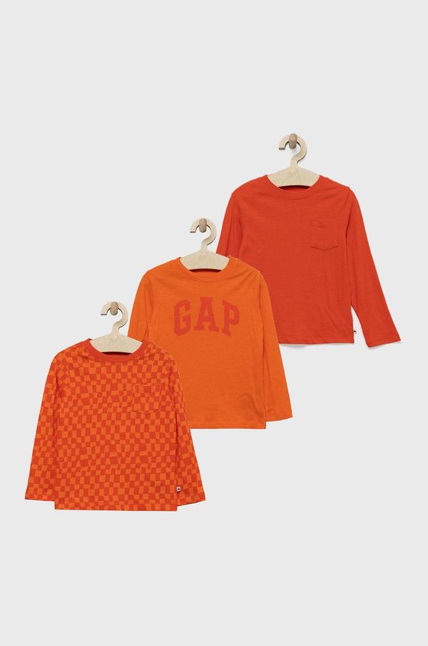 Gap Otroška bombažna majica z dolgimi rokavi GAP oranžna barva
