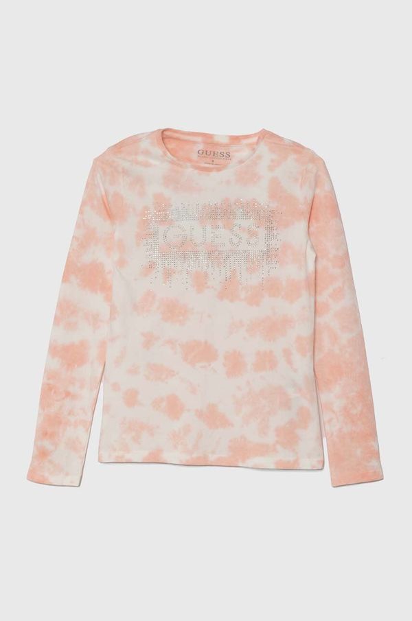 Guess Otroška bombažna majica z dolgimi rokavi Guess oranžna barva, J4YI34 K8HM4