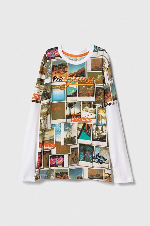 Guess Otroška bombažna majica z dolgimi rokavi Guess