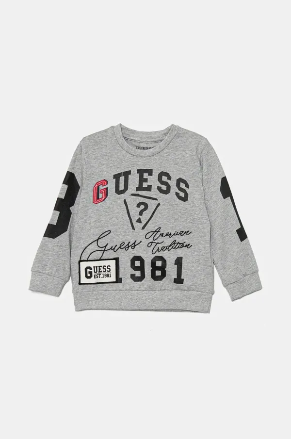 Guess Otroška bombažna majica z dolgimi rokavi Guess siva barva, N4BI13 K8VA3