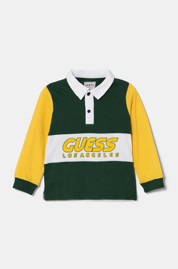Guess Otroška bombažna majica z dolgimi rokavi Guess zelena barva, N5RP00 KCNQ4