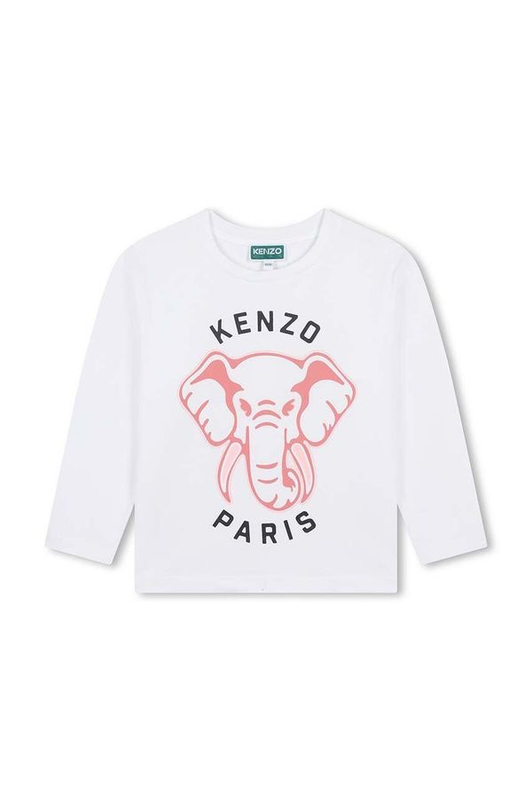 Kenzo kids Otroška bombažna majica z dolgimi rokavi Kenzo Kids bela barva, K60706