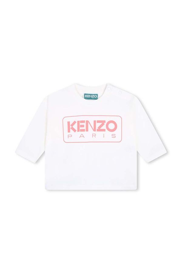 Kenzo kids Otroška bombažna majica z dolgimi rokavi Kenzo Kids bež barva, K60489