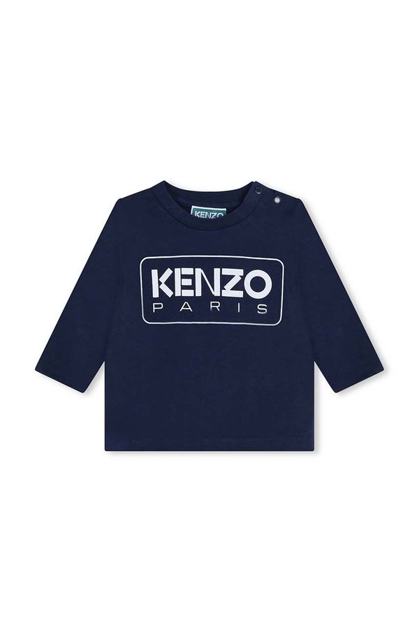 Kenzo kids Otroška bombažna majica z dolgimi rokavi Kenzo Kids mornarsko modra barva, K60518