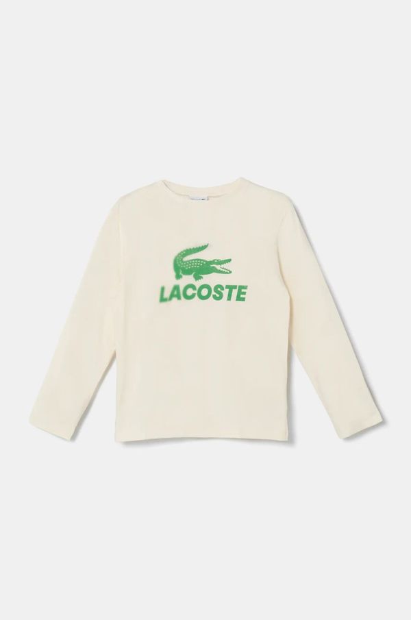 Lacoste Otroška bombažna majica z dolgimi rokavi Lacoste bež barva, TJ2567