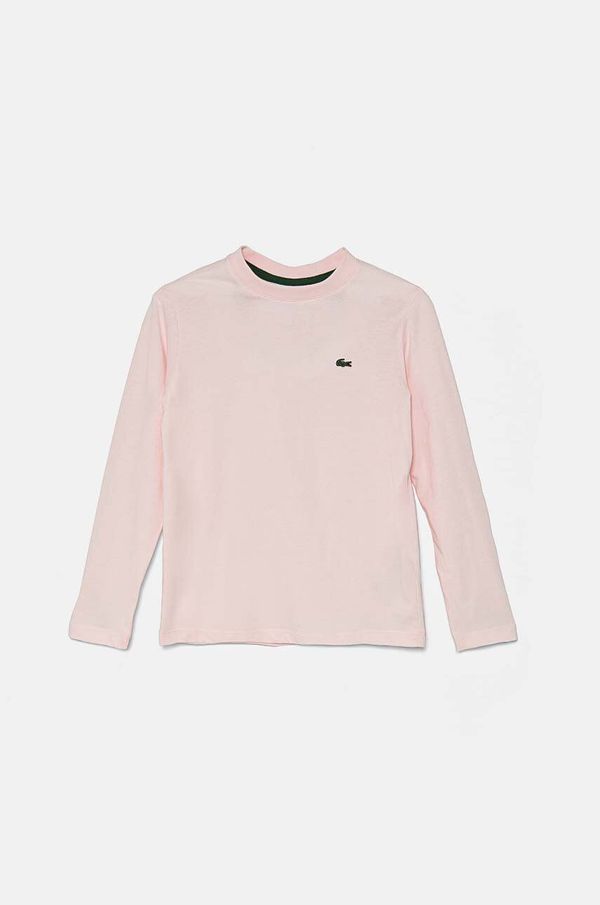 Lacoste Otroška bombažna majica z dolgimi rokavi Lacoste roza barva, TJ1123