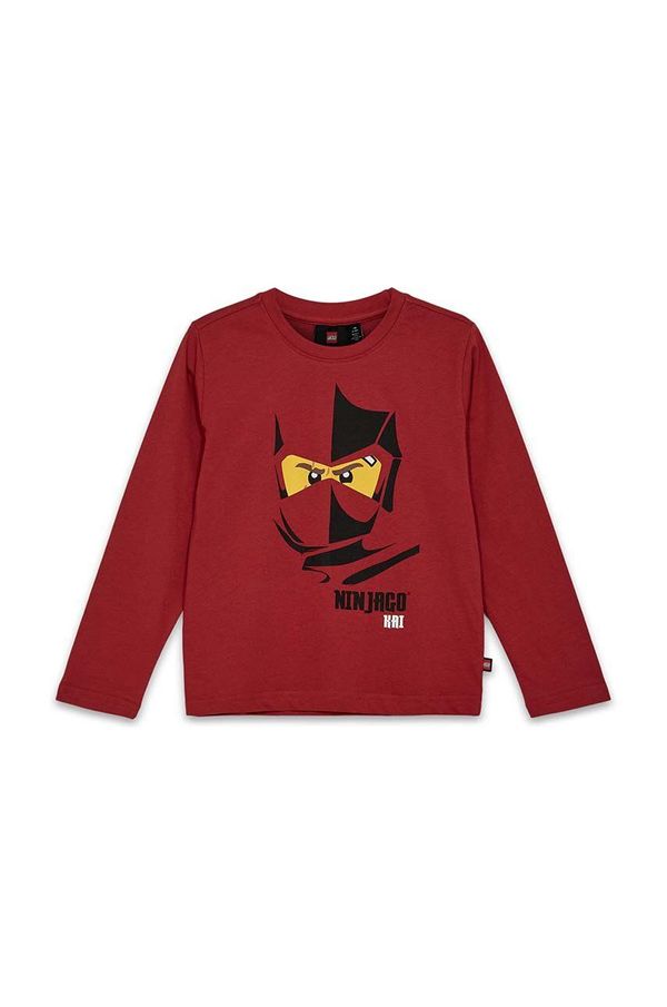 Lego Otroška bombažna majica z dolgimi rokavi Lego LWTANO 603 bordo barva, 12011296
