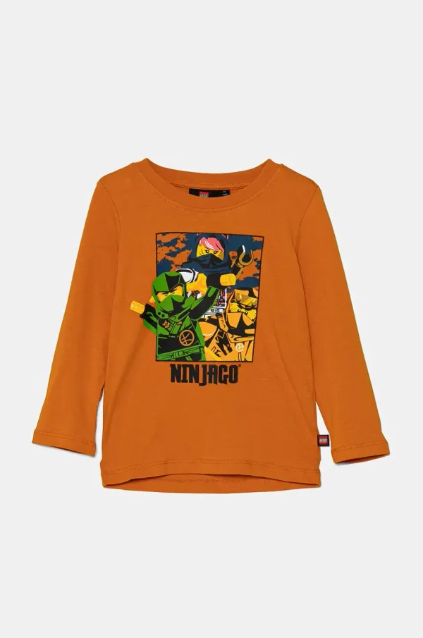 Lego Otroška bombažna majica z dolgimi rokavi Lego LWTANO 621 oranžna barva, 12011285