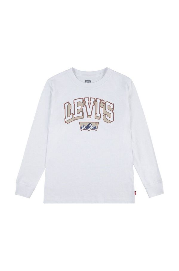 Levi's Otroška bombažna majica z dolgimi rokavi Levi's ACADEMIC ADVENTURER LS TEE bela barva, 8EL440