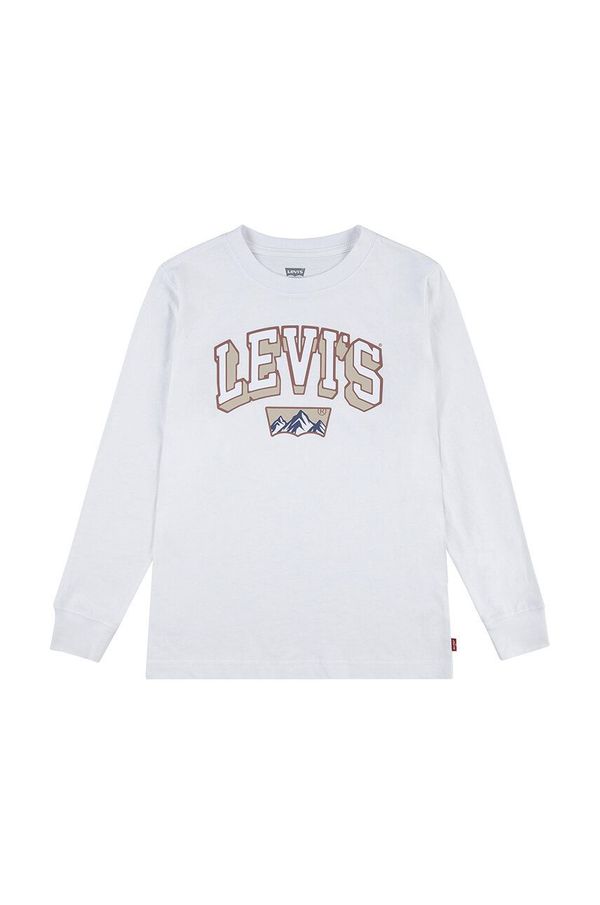 Levi's Otroška bombažna majica z dolgimi rokavi Levi's ACADEMIC ADVENTURER LS TEE bela barva, 9EL440