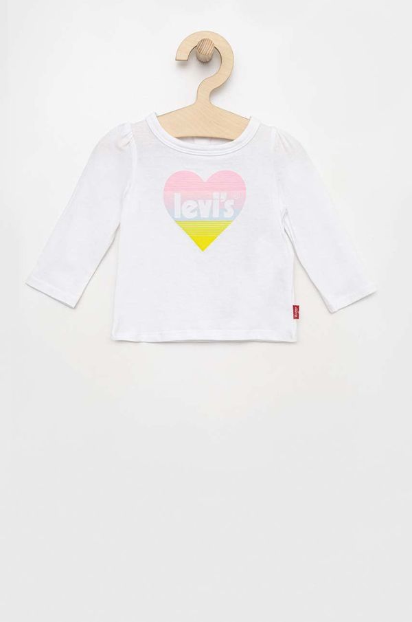 Levi's Otroška bombažna majica z dolgimi rokavi Levi's bela barva