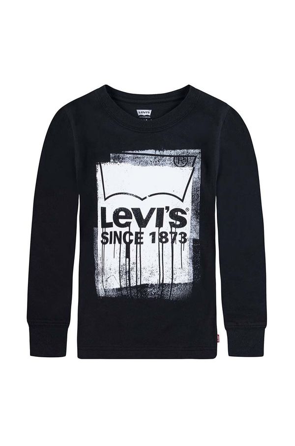 Levi's Otroška bombažna majica z dolgimi rokavi Levi's črna barva