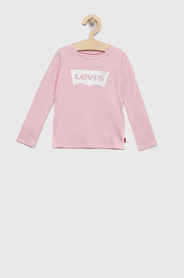 Levi's Otroška bombažna majica z dolgimi rokavi Levi's roza barva